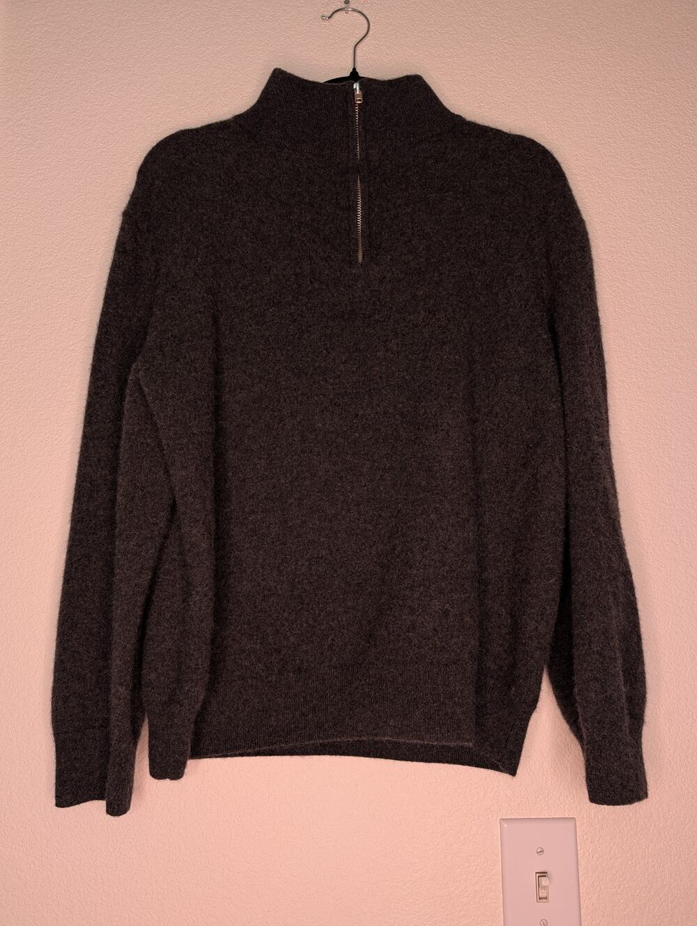 Quince 100% Mongolian Gray Women's Cashmere 1/4 Zip Sweater Soft Cozy Cottage